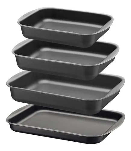 Kit 4 Assadeiras Tramontina Antiaderente Brasil Rasa E Funda Grafite