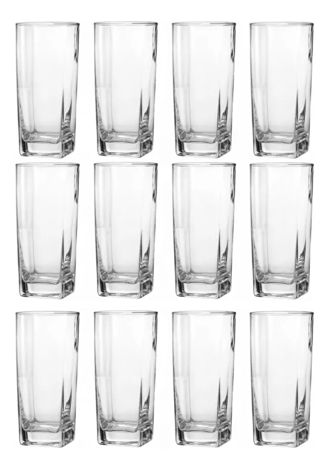 Jogo Kit 12 Copos Vidro Grosso Suco Água Drink Cerveja 330ml