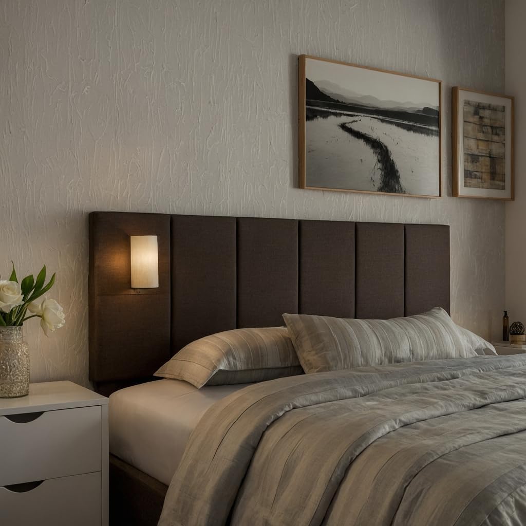 Cabeceira Estofada Modular Cama Casal Padrao 1,60mX45cm Módulos Adesivos (Marrom)