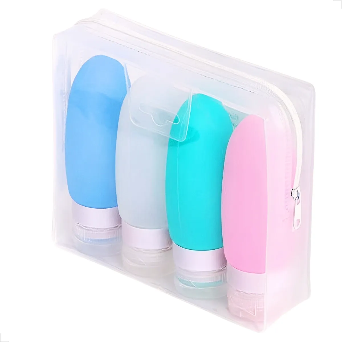 Kit Viagem Frascos Pote Silicone Shampoo Creme Necessaire