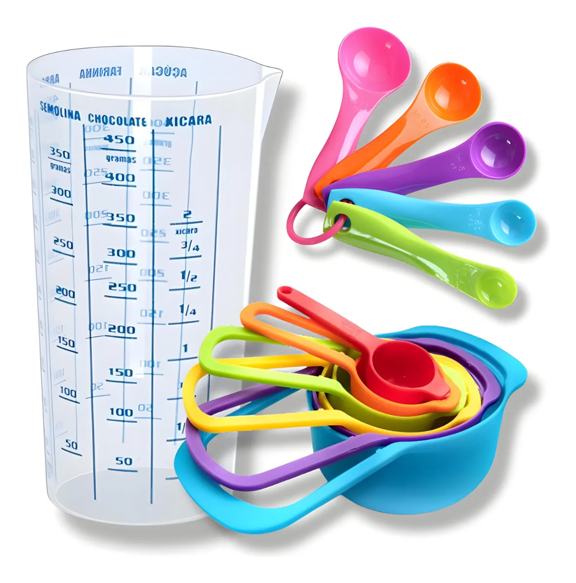 Kit Copo Medidor Colheres Medidoras Xícaras Medidas Receitas Variados