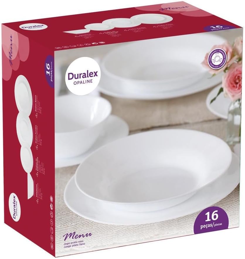 Aparelho de Jantar, Menu, 16 Peças, Branco, Duralex