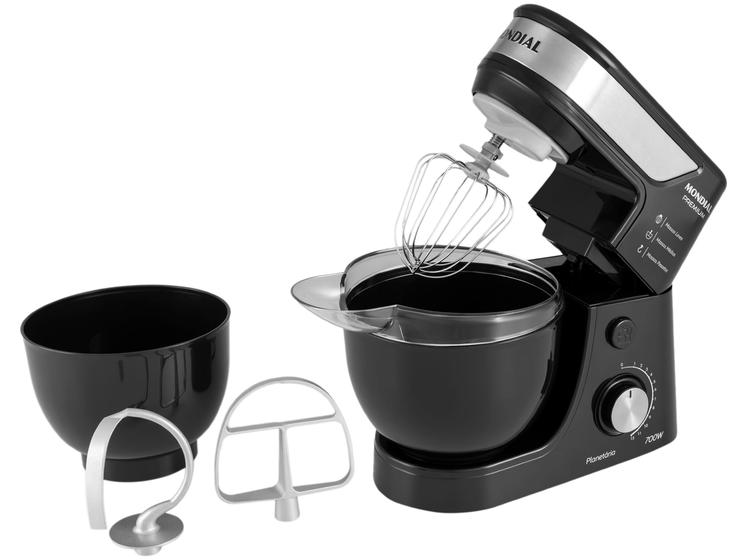 Batedeira Planetária Mondial Preto e Inox 700W - Premium 12 Velocidades