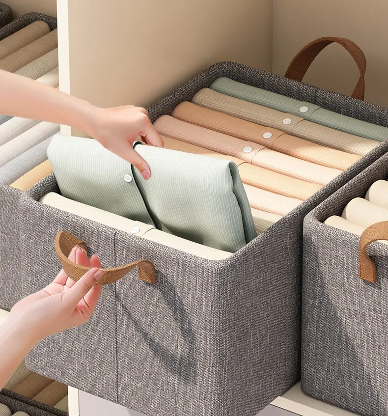 Kit 10 Cesto Caixa Organizadora Dobrável Guarda Roupa Grande